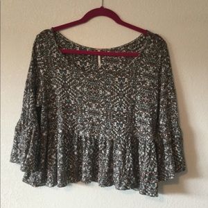 Free People crop top flare sleeve top